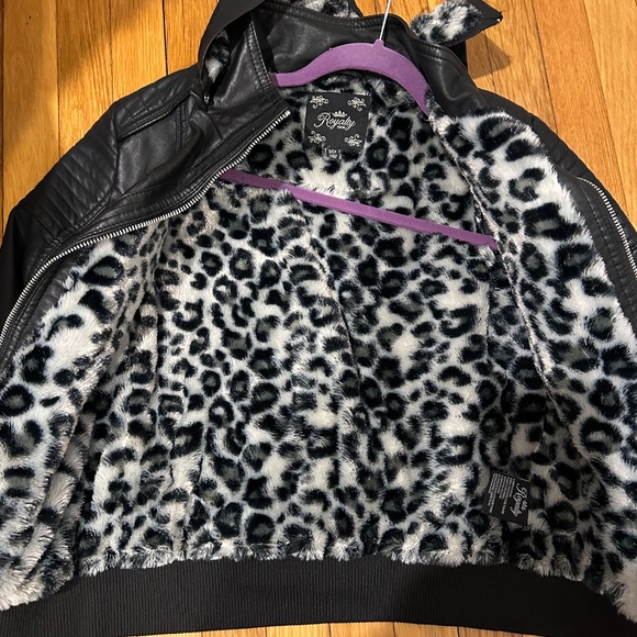 Black Faux Leather Bomber Jacket New with Tags Size S - Picture 9 of 9